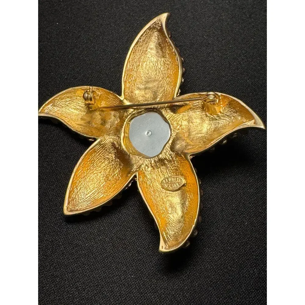 Vintage Kenneth Lane Large Starfish Brooch Faux Pearl